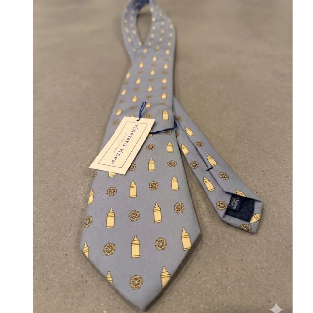Vineyard Vines Custom Collection Silk Tie Blue Baby Bottle Rattle Print As Is